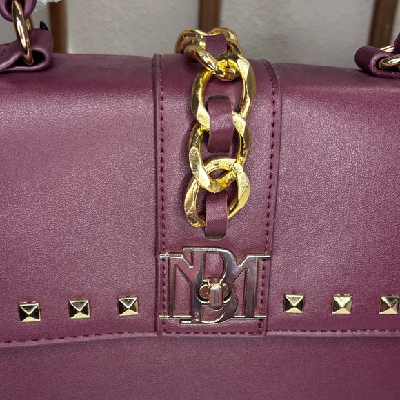Badgley Mischka Purple Satchel with Gold Accents - Picture 4 of 9